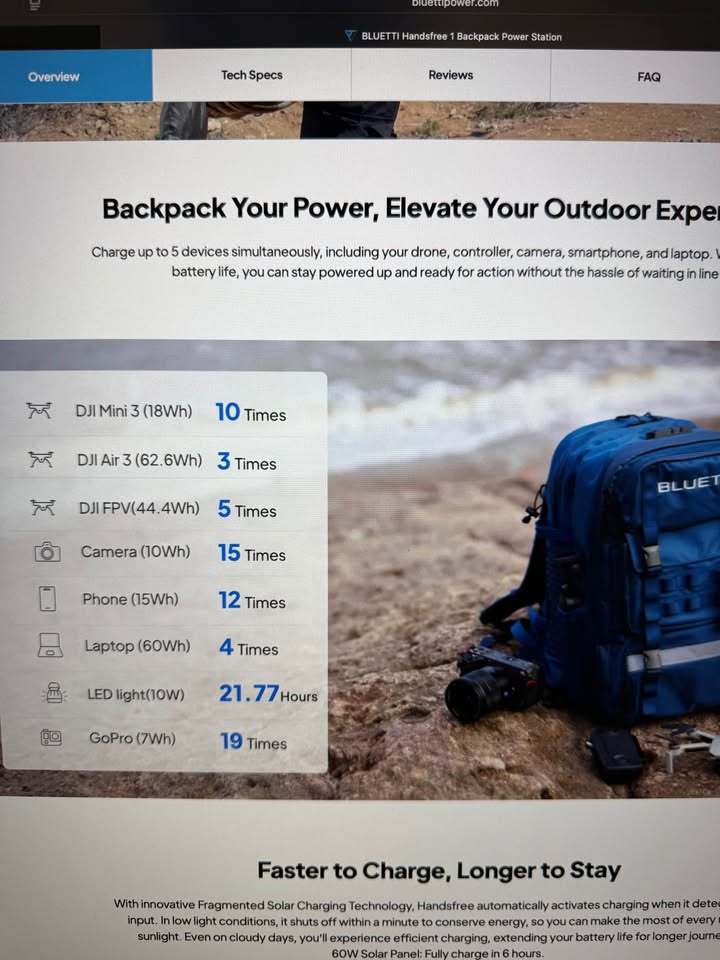 Bluetti Handsfree 1 Backpack/Powerstation in Reno, NV (photo 10) — photo 10