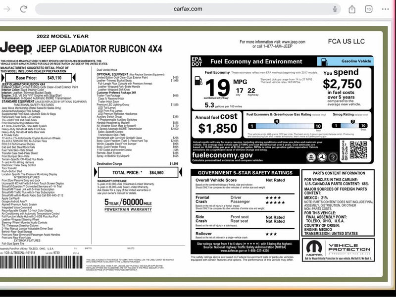 2022 Jeep Gladiator · Rubicon Pickup 4D 5 ft — photo 9