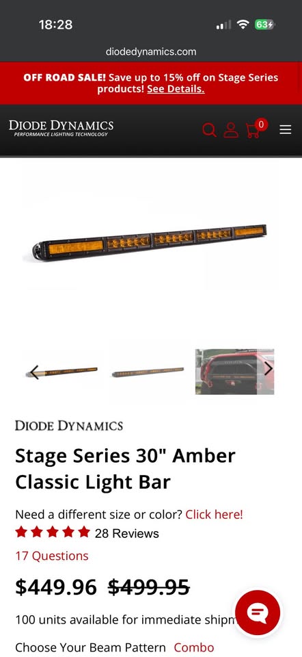 Diode Dynamics Stage Series 30" Amber Classic Light Bar With Harness in Boulder, CO (photo 2) — photo 2