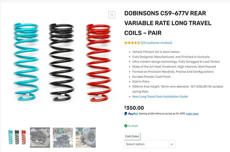 5th gen 4runner Dobinson C59-677V Rear Long Travel Coils in Colorado Springs, CO (photo 2)