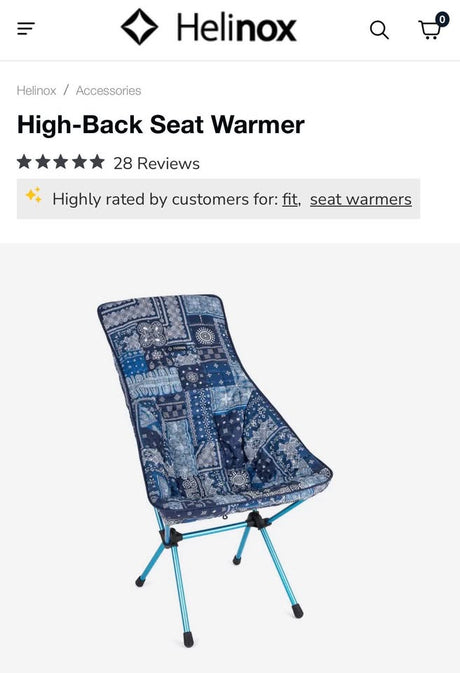 Helinox High-Back Seat Warmer (Blue Pattern) – Like New in Los Angeles, CA (photo 2)