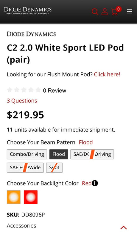 Diode Dynamic SS2 white flood, backlit red in Seattle, WA (photo 8)