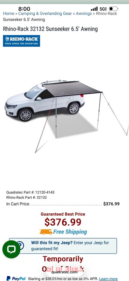 Rhino-Rack 32132 Sunseeker 6.5' Awning in Chino Hills, CA (photo 1) — photo 1