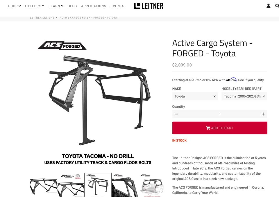 Leitner Active Cargo System - FORGED - Toyota short bed 2005-2023 and gear pods in Carlsbad, CA (photo 4) — photo 4