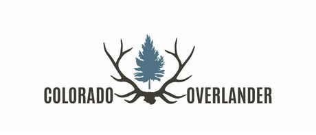 Colorado Overlander logo for RV rental & outdoor adventure, featuring a pine tree and antlers.