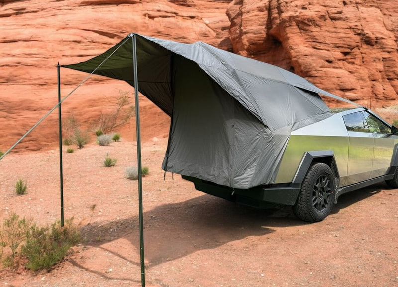 Tesla Cybertruck with an attached tent, perfect for an RV rental camping experience in the desert. — photo 1