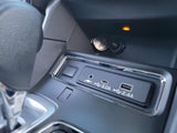 RV rental connectivity: USB-C (3.0A), USB-A (2.4A), audio jack, and 12V power ports for your devices.