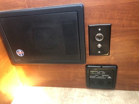 RV rental: WFCO power center, 12V outlet, and vital Atwood propane & CO alarm ensure safety in your camper.