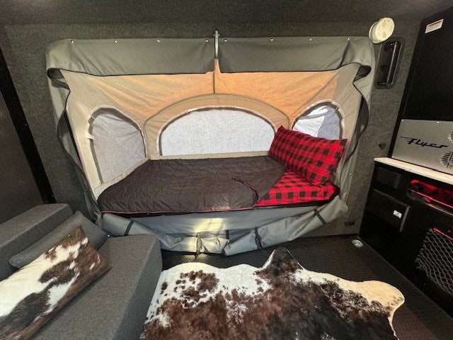  and red-lit storage ideal for travel.|RV rental options for adventure: Icons depict cycling — photo 10