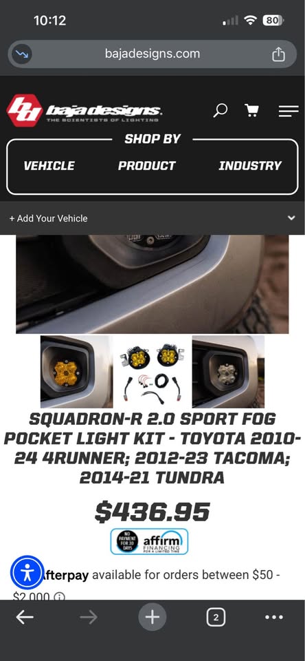 Baja Designs Squadron Sport 5th Gen Toyota Tacoma 4Runner Plug Play Fog Light Offroad Amber Lights in Manchaca, TX (photo 2) — photo 2