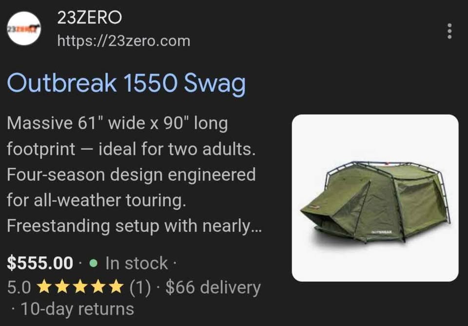 NEW- 23ZERO Outbreak 1550 Swag Tent in West Valley City, UT (photo 2) — photo 2
