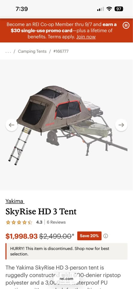 Yakima SkyRise HD 3 Rooftop Tent in Fort Collins, CO (photo 6) — photo 6