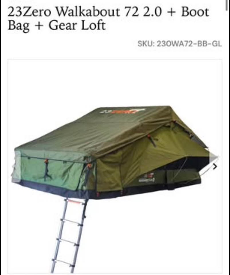 23zero 72” overland tent and boot bag Comes w custom bed rack for Tacoma in South Lake Tahoe, CA (photo 3)