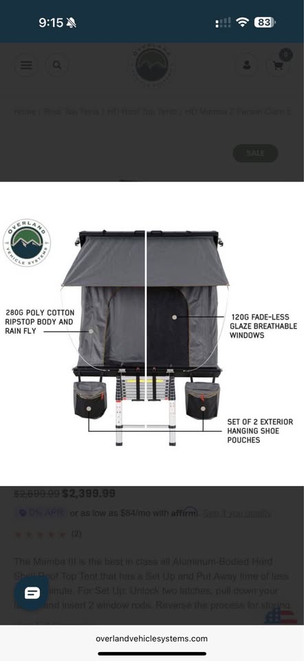 Overland Systems OVS Mamba Rooftop Tent RTT in Tracy, CA (photo 4) — photo 4