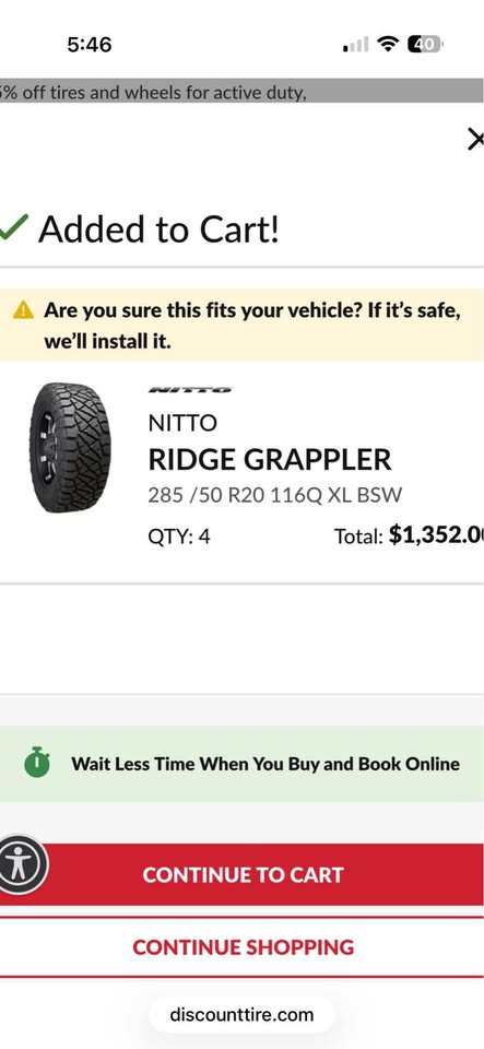 Nitto Ridge Grappler set of 4 size 285 / 50 R20. Tires only in Bellevue, WA (photo 2)