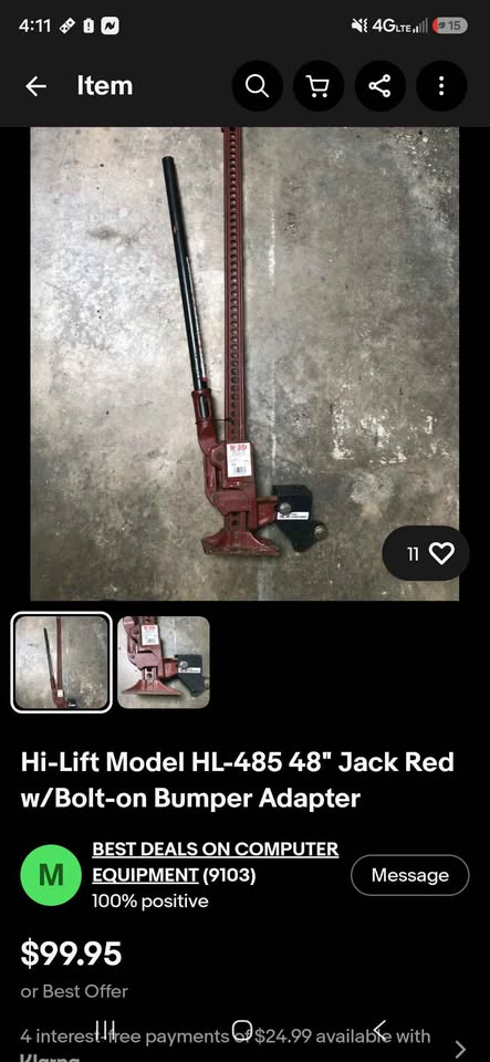 Hi-Lift Model HL-485 48" Jack Red w/Bolt-on Bumper Adapter — photo 2