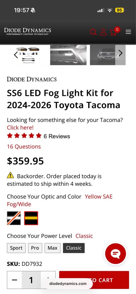 2024-2026 Tacoma Diode Dynamics ss6 fog lights in Carson City, NV (photo 3)