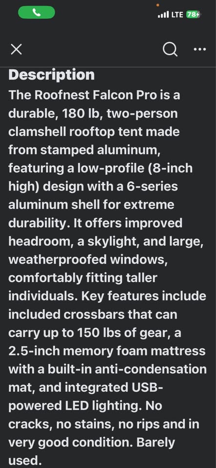 Roofnest falcon pro roof top tent in Battle Ground, WA (photo 2)