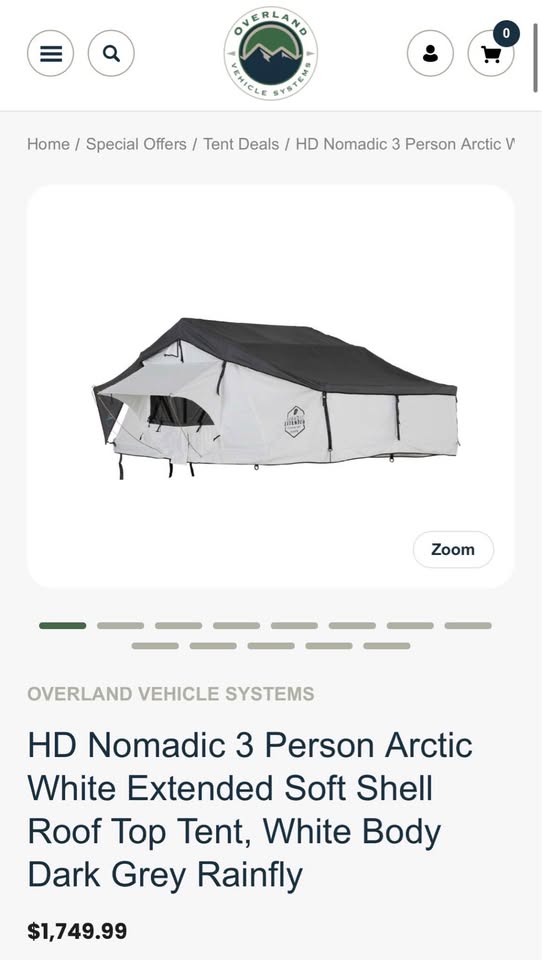 Overland Vehicle Systems HD Nomadic 3 Person Arctic White Extended Soft Shell Roof Top Tent in Castle Rock, CO (photo 2) — photo 2