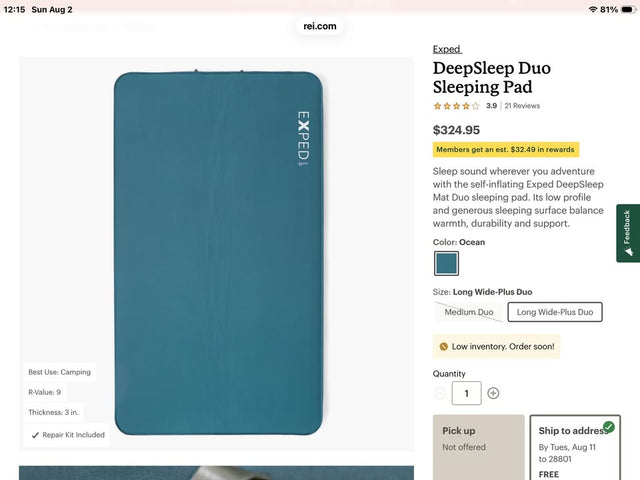 Exped DeepSleep Duo sleeping pad. Long Wide-Plus Duo — photo 2
