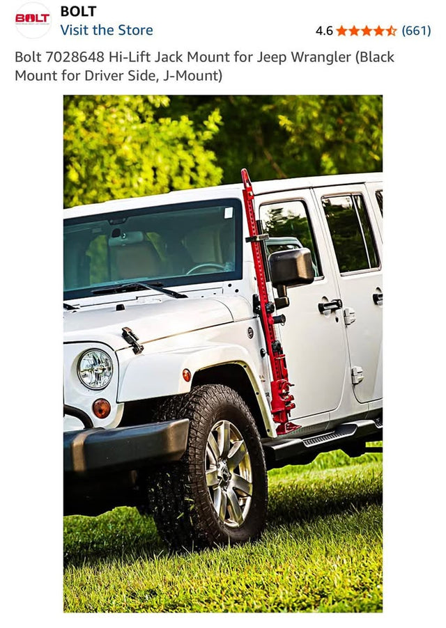 Bolt Hi-Lift Jack Mount for Jeep Wrangler and Hi-Lift 48" All-Cast Jack in Lodi, NJ (photo 1)