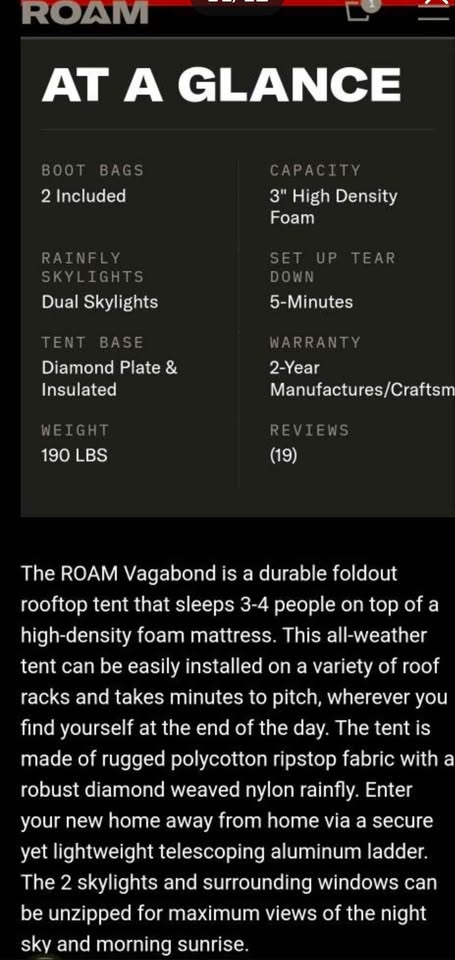 ROAM VAGABOND XL ROOFTOP TENT in Casa Grande, AZ (photo 9) — photo 9