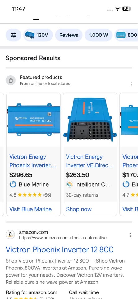 Victron energy phoenix inverter 12|800 (everything brand new)(cords wires and car battery too) in Orem, UT (photo 3) — photo 3