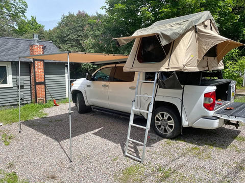 Smittybilt Rooftop Tent and Truck Bed Top Overland Set up