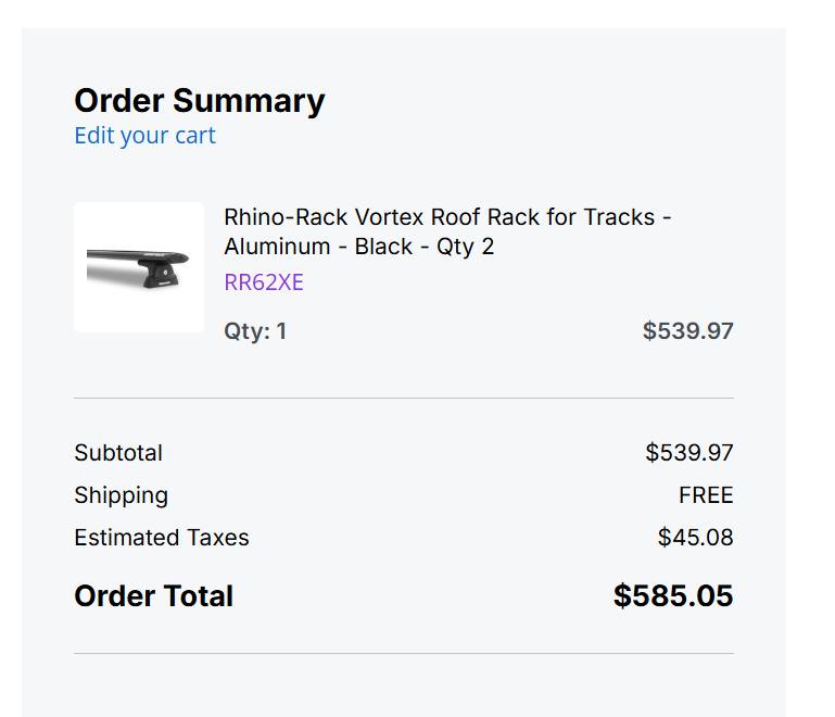 Rhino-Rack Vortex Roof Rack for Tracks - Aluminum - Black - Qty 2 in Fresno, CA (photo 3) — photo 3