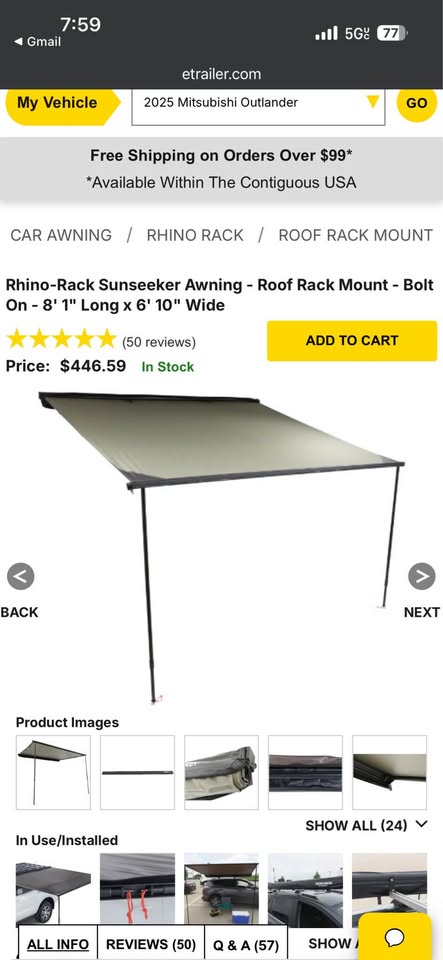 Rhino Rack 8’x7’ awning (photo 3) — photo 3