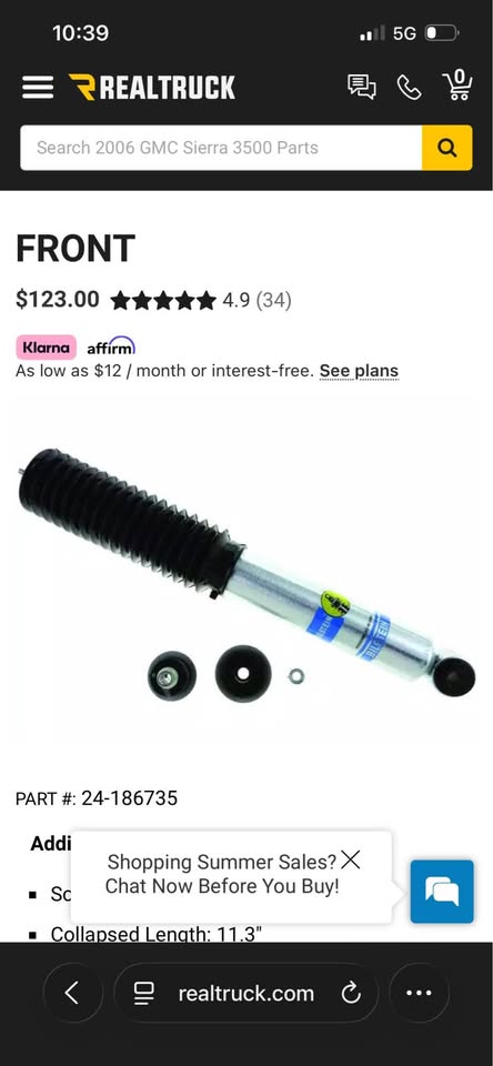 Bilstein shocks front 06 2500 Chevy in Decatur, IL (photo 3)