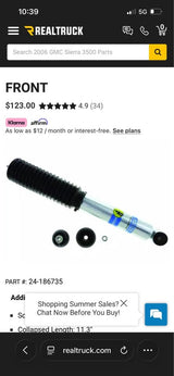 Bilstein shocks front 06 2500 Chevy in Decatur, IL (photo 3)