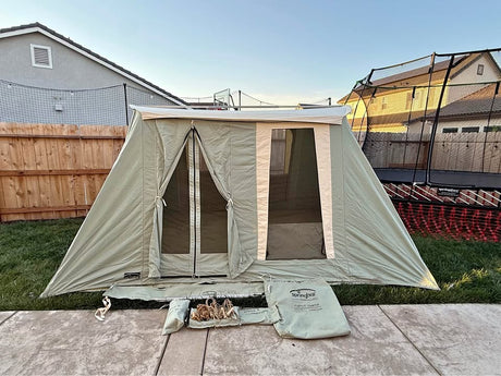 Springbar FAMILY CAMPER Canvas Tent 10x14 kodiak flexbow white duck coleman gazelle wall tent in Manteca, CA (photo 1)