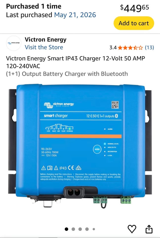 Victron Energy Smart IP43 Charger 12-V 50 AMP 120-240VAC in Gold Canyon, AZ (photo 6)