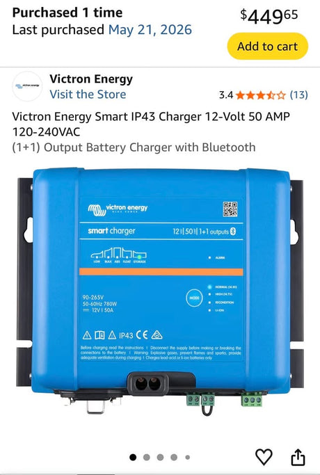Victron Energy Smart IP43 Charger 12-V 50 AMP 120-240VAC in Gold Canyon, AZ (photo 6)