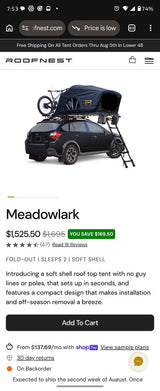 Meadowlark - Roofnest Roof Top Tent in Clackamas, OR (photo 2)