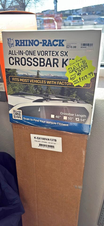 Rhino Rack Vortex SX Black 2 Bar Roof Rack 54” NEW