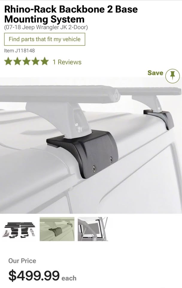 Rhino rack backbone (RJKB2) For a two door wrangler JK — photo 2