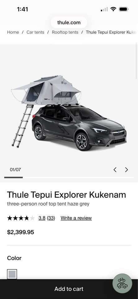 Thule (Tepui) Kukenam 3 Person Outfitter Roof Tent + Thule Bars and Brackets (Barely Used) in Westminster, CO (photo 10) — photo 10