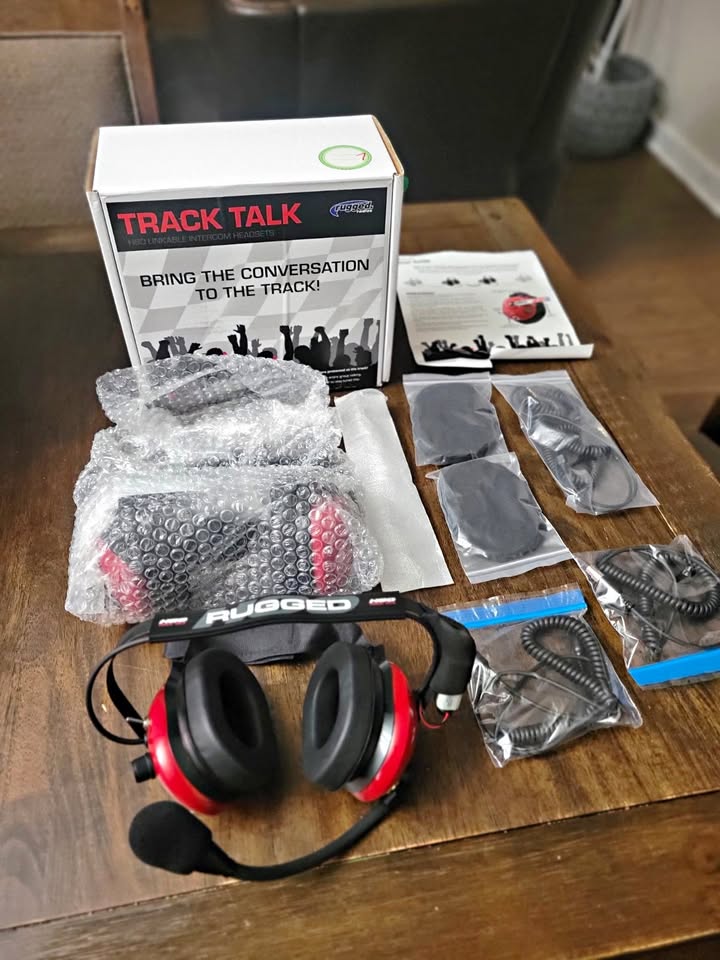 Set Of 2 Rugged Radios H80 Track Talk Linkable Intercom Headsets Black/red in Citrus Heights, California (photo 1) — photo 1