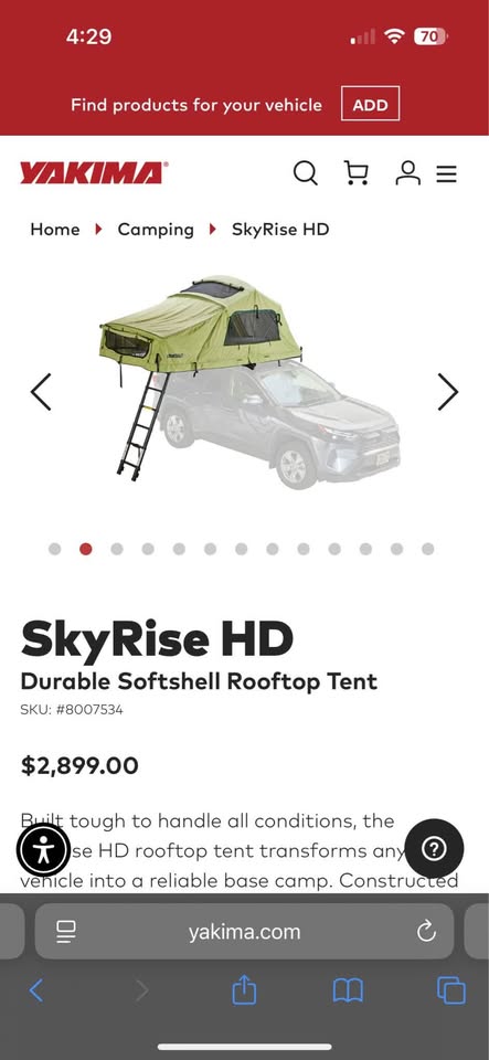 Yakimas SkyRise HD roof top tent - large (fits 3 people) in Tacoma, WA (photo 9)