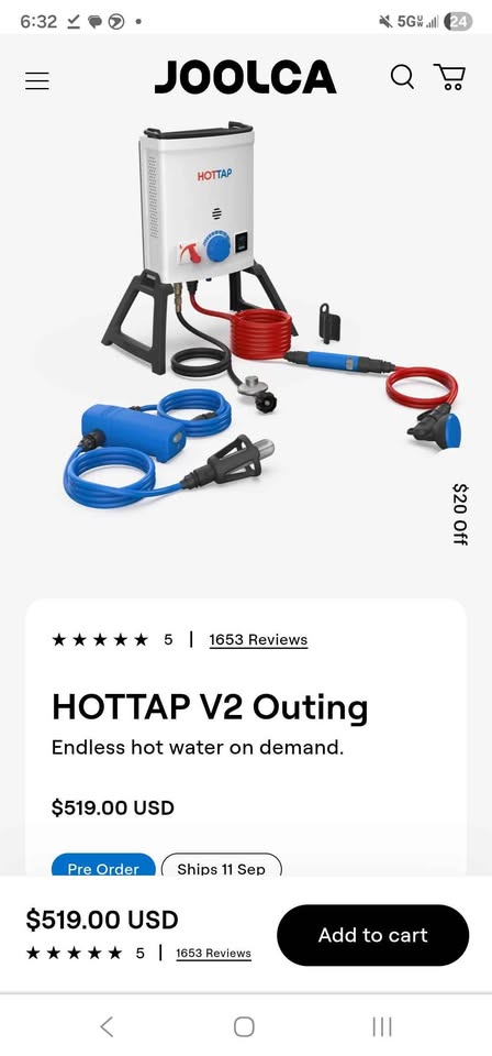 Brand New Joolca HOTTAP V2 Outing Portable Hot Water System/Shower in Tacoma, WA (photo 2) — photo 2