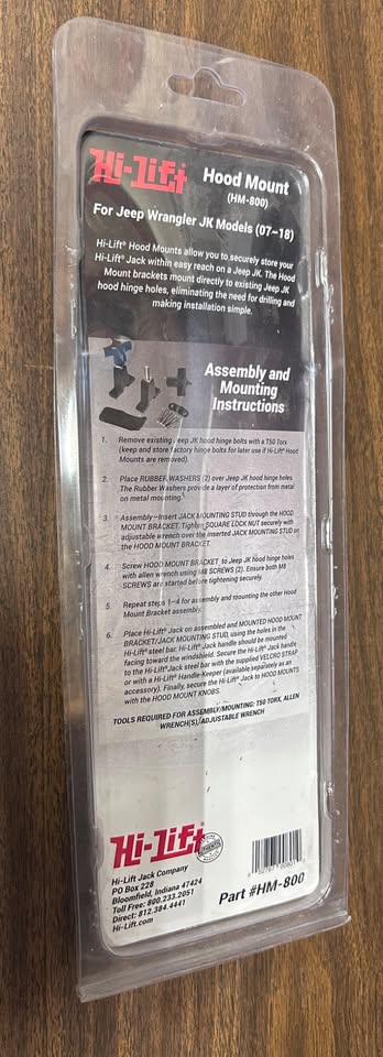 HI-LIFT JACK HOOD MOUNT JEEP JK 2007-2018 BRAND NEW IN PACKAGE in Cheney, WA (photo 4)