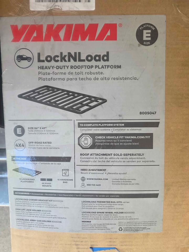 Yakima LockNLoad Platform E Roof Rack 84" x 49" - NEW in Ogden, UT (photo 2)