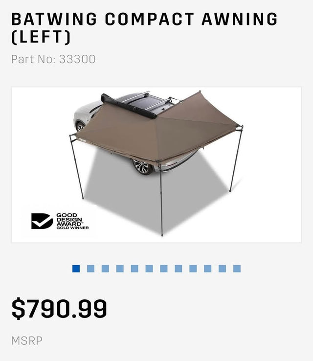 Rhino Rack Batwing Compact Awning 33300 (Left) — photo 2