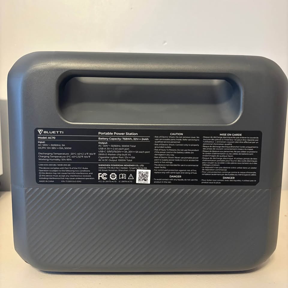 BLUETTI AC70 Portable Power Station in Tifton, GA (photo 4) — photo 4