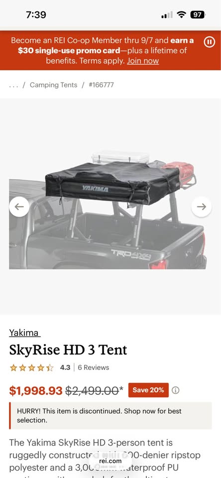 Yakima SkyRise HD 3 Rooftop Tent in Fort Collins, CO (photo 7) — photo 7