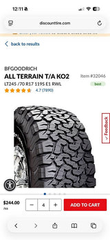 LT245/70R17/10 - BFGoodrich All-Terrain T/A KO2 in Broomfield, CO (photo 1)