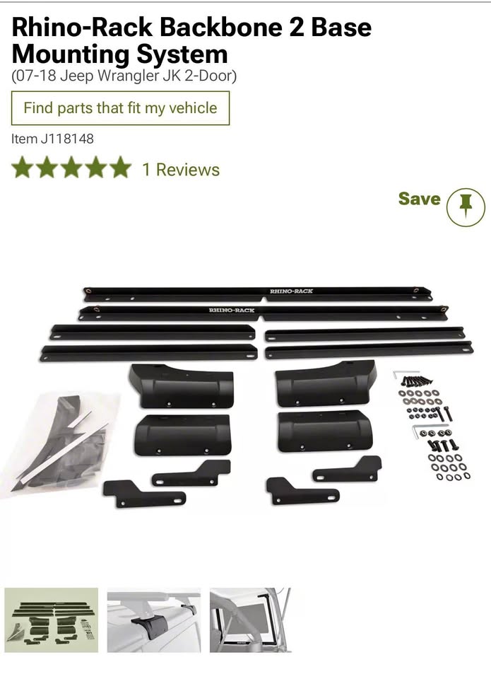 Rhino rack backbone (RJKB2) For a two door wrangler JK in Centennial, CO (photo 1) — photo 1