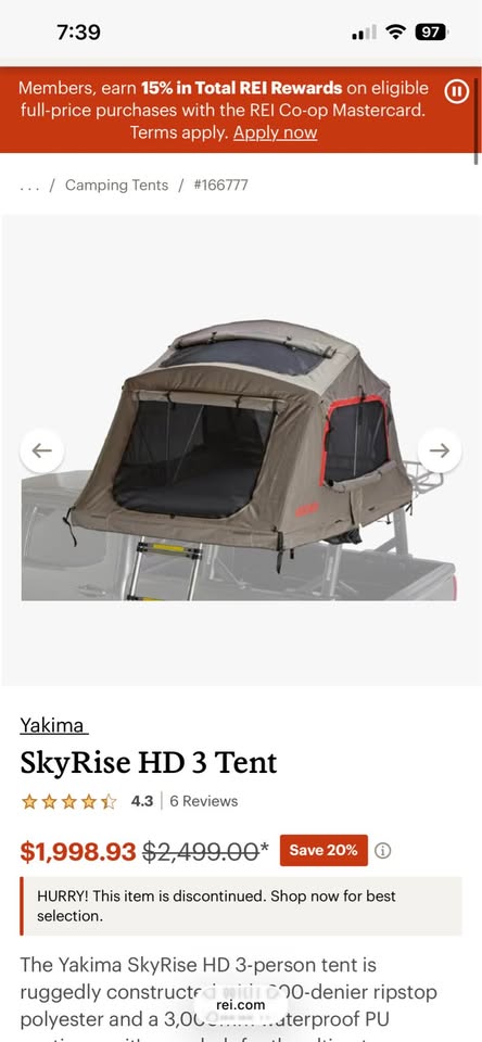Yakima SkyRise HD 3 Rooftop Tent in Fort Collins, CO (photo 2) — photo 2